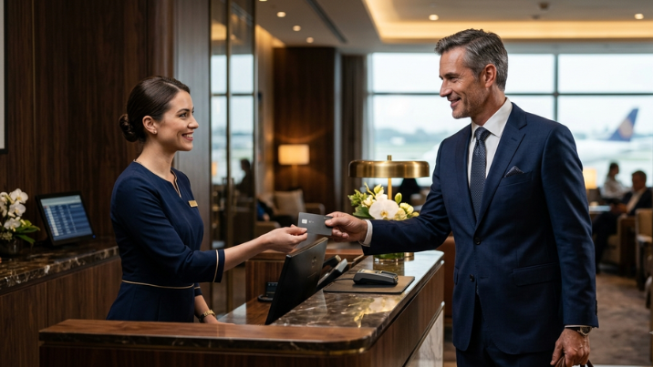 Executivo acessando sala VIP